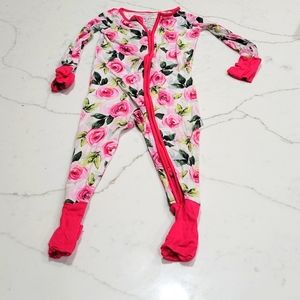 Barely worn little sleepies rose zipsuit baby infant pajamas